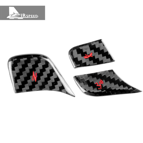 3PCS Carbon Fiber Steering Wheel Voice Button Trim For Corvette C8 2020-2022