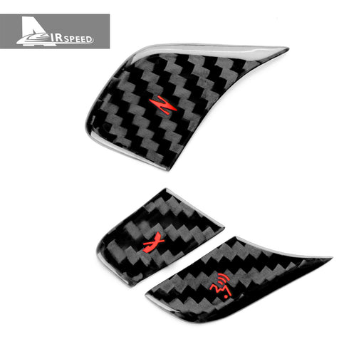 3PCS Carbon Fiber Steering Wheel Voice Button Trim For Corvette C8 2020-2022