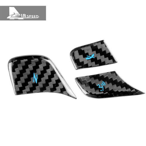 3PCS Carbon Fiber Steering Wheel Voice Button Trim For Corvette C8 2020-2022