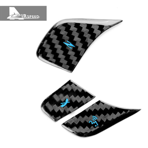 3PCS Carbon Fiber Steering Wheel Voice Button Trim For Corvette C8 2020-2022