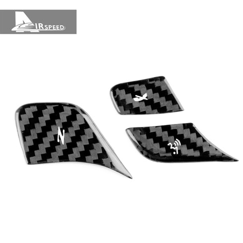 3PCS Carbon Fiber Steering Wheel Voice Button Trim For Corvette C8 2020-2022