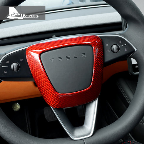 Carbon Fiber Steering Wheel Trim For Model3 2024