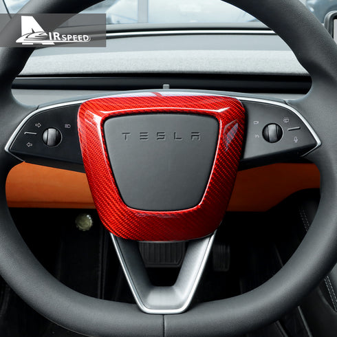 Carbon Fiber Steering Wheel Trim For Model3 2024