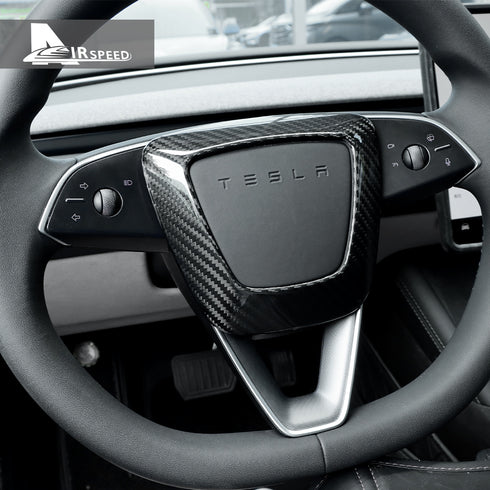 Carbon Fiber Steering Wheel Trim For Model3 2024