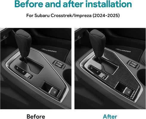 AIRSPEED for Subaru Crosstrek 2024 2025 Impreza 2024 2025 Gear Shift Panel Cover Center Console Soft Carbon Fiber Interior Trim, Black, Style B