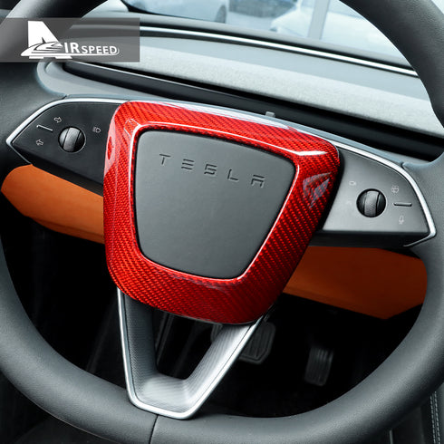 Carbon Fiber Steering Wheel Trim For Model3 2024