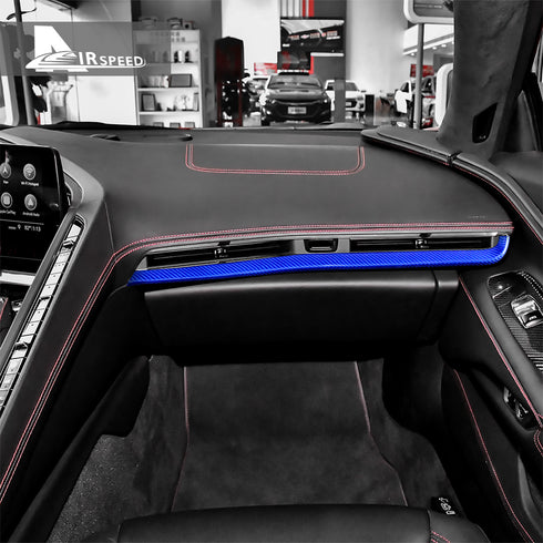 Carbon Fiber Dashboard Passenger Blue Trim Strip For Corvette C8 2020-2021