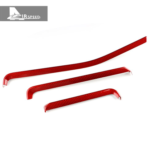 Carbon Fiber Dashboard Passenger Red Trim Strip For Corvette C8 2020-2021