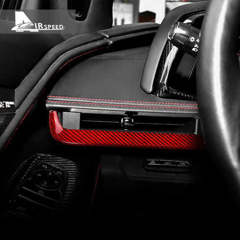 Carbon Fiber Dashboard Passenger Red Trim Strip For Corvette C8 2020-2021