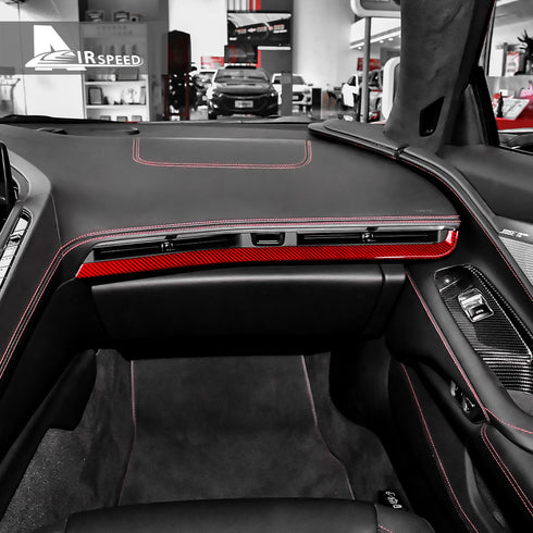 Carbon Fiber Dashboard Passenger Red Trim Strip For Corvette C8 2020-2021
