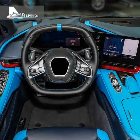 Carbon Fiber Dashboard Passenger Red Trim Strip For Corvette C8 2020-2021