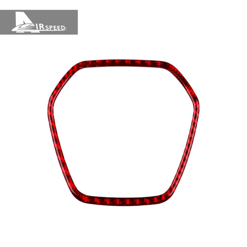 Steering wheel center frame-trim-soft carbon fiber-red 1