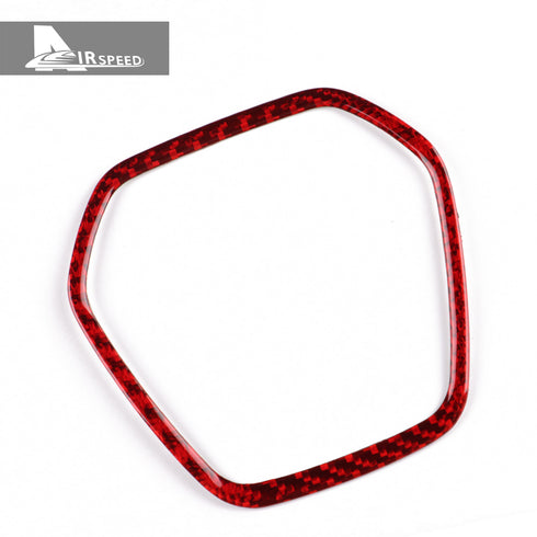 Steering wheel center frame-trim-dry carbon fiber-red 1