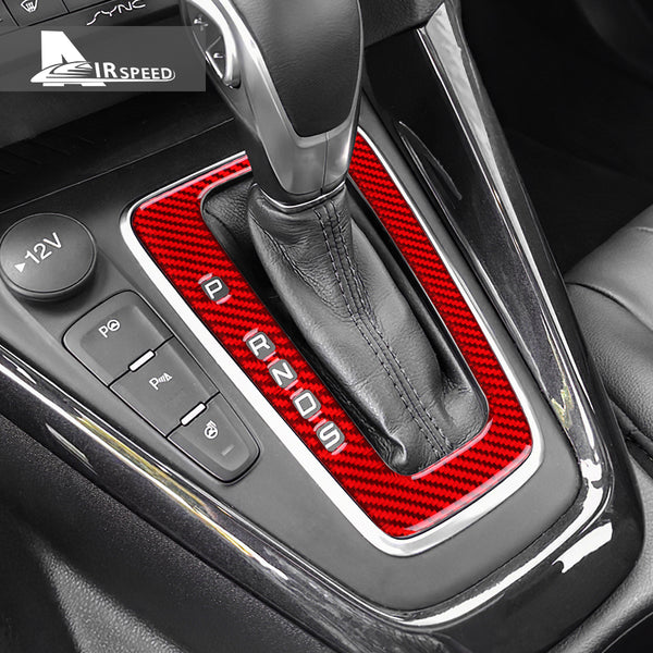 Red carbon fiber gear shift panel decoration