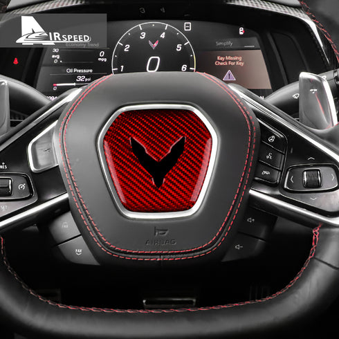 Steering Wheel Center Trim - Dry Carbon Fiber - Red 1