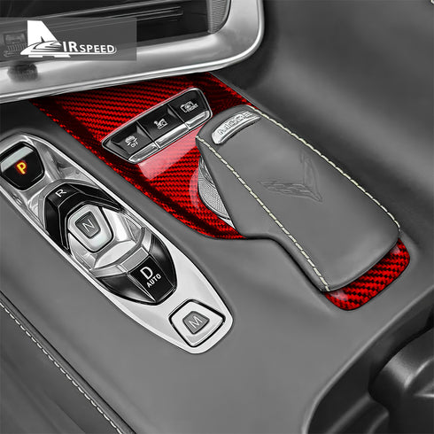Gear Mouse Knob Front and Rear Button Frame Red Hard Carbon Fiber