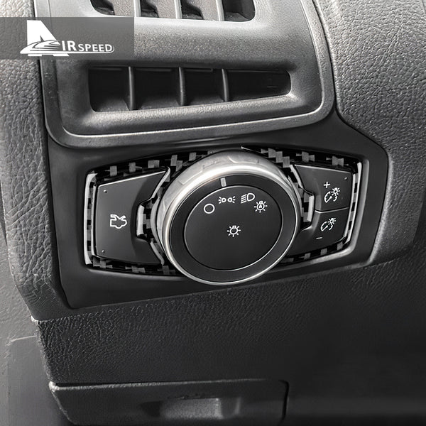 Carbon fiber decorative part for the outer frame of the headlight switch, suitable for Ford Focus