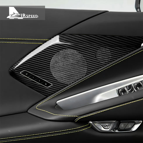 Carbon Fiber Door Audio Covers For Corvette C8 2020-2023