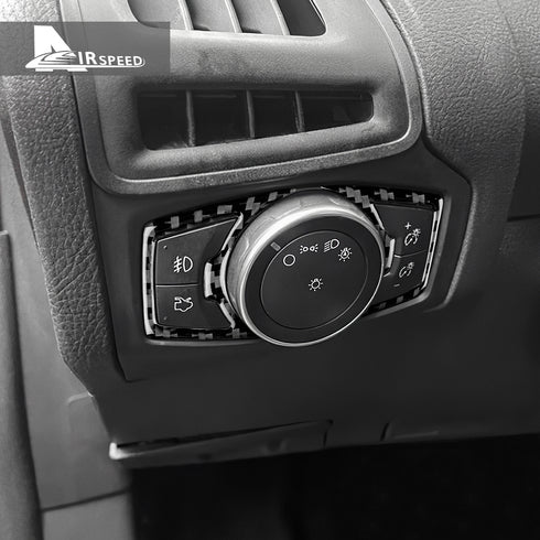 Carbon fiber decorative part for the outer frame of the headlight switch, suitable for Ford Focus
