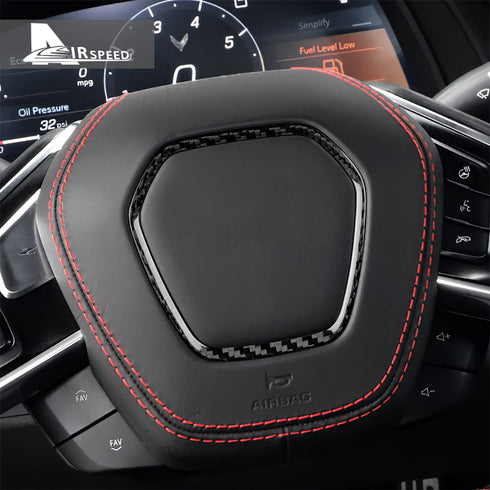 Steering wheel center frame-trim-dry carbon fiber-black 1