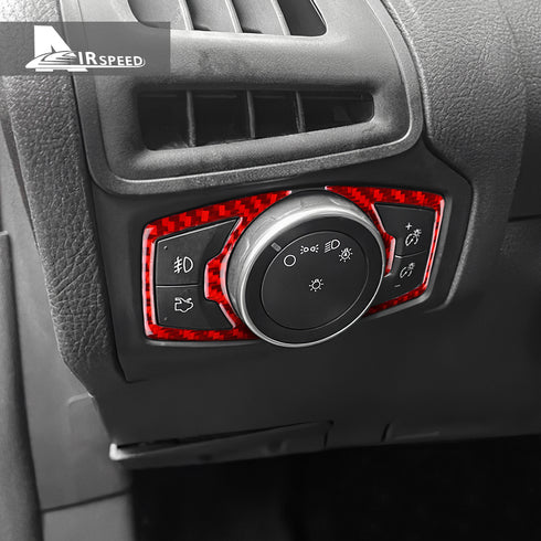 Carbon fiber decorative part for the outer frame of the headlight switch, suitable for Ford Focus