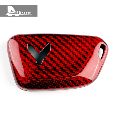 Dry Carbon Fiber Car Key Red Protective Cover For Corvette C8