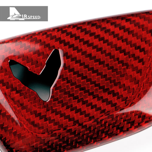 Dry Carbon Fiber Car Key Red Protective Cover For Corvette C8