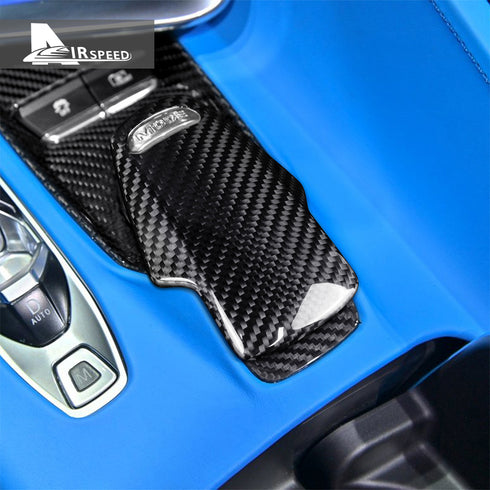 Dry Carbon Fiber Gear Shift Cover Trim For Corvette C8 2020-2022