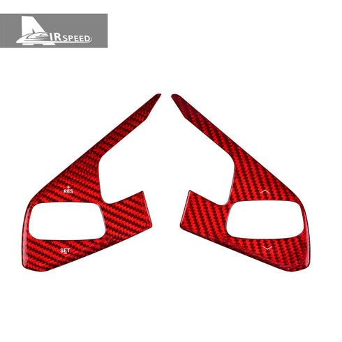 Dry Carbon Fiber Steering Wheel Button Panel Red Trim For Corvette C8 2020-2022