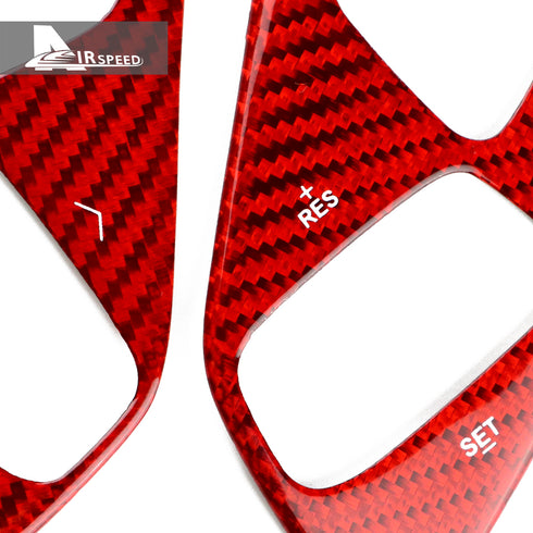 Dry Carbon Fiber Steering Wheel Button Panel Red Trim For Corvette C8 2020-2022