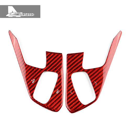 Dry Carbon Fiber Steering Wheel Button Panel Red Trim For Corvette C8 2020-2022
