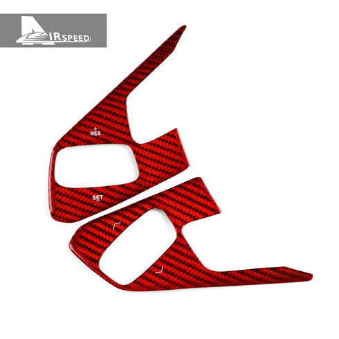 Dry Carbon Fiber Steering Wheel Button Panel Red Trim For Corvette C8 2020-2022