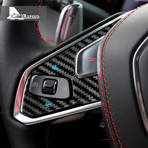 Dry Carbon Fiber Steering Wheel Button Panel Trim For Corvette C8 2020-2022