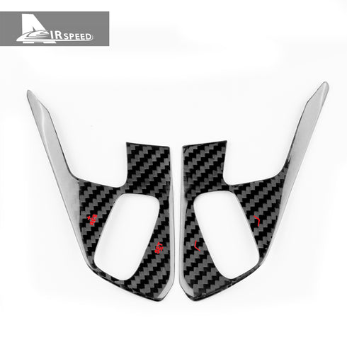Dry Carbon Fiber Steering Wheel Button Panel Trim For Corvette C8 2020-2022