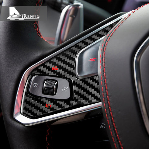 Dry Carbon Fiber Steering Wheel Button Panel Trim For Corvette C8 2020-2022
