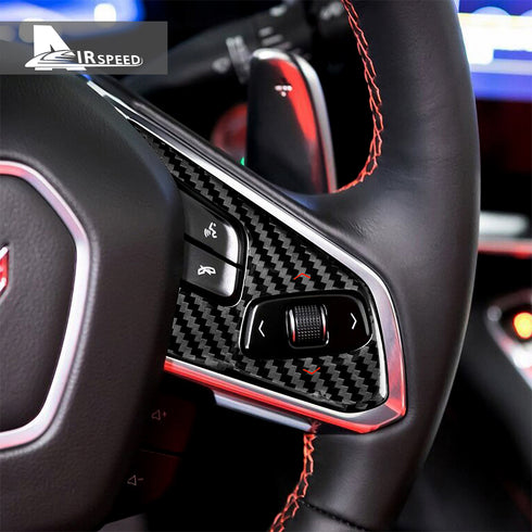 Dry Carbon Fiber Steering Wheel Button Panel Trim For Corvette C8 2020-2022