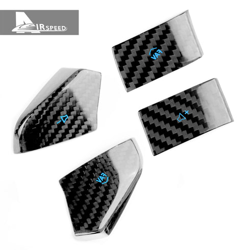 Dry Carbon Fiber Steering Wheel Radio Adjustment Button Blue Trim For Corvette C8 2020-2022