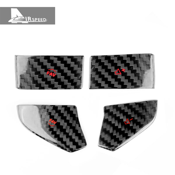 Dry Carbon Fiber Steering Wheel Radio Adjustment Button Red Trim For Corvette C8 2020-2022