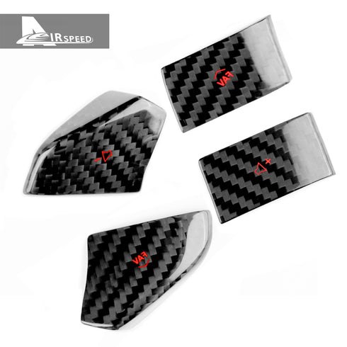 Dry Carbon Fiber Steering Wheel Radio Adjustment Button Red Trim For Corvette C8 2020-2022