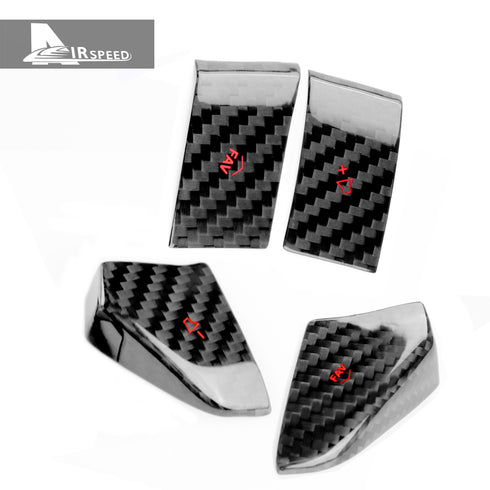 Dry Carbon Fiber Steering Wheel Radio Adjustment Button Red Trim For Corvette C8 2020-2022