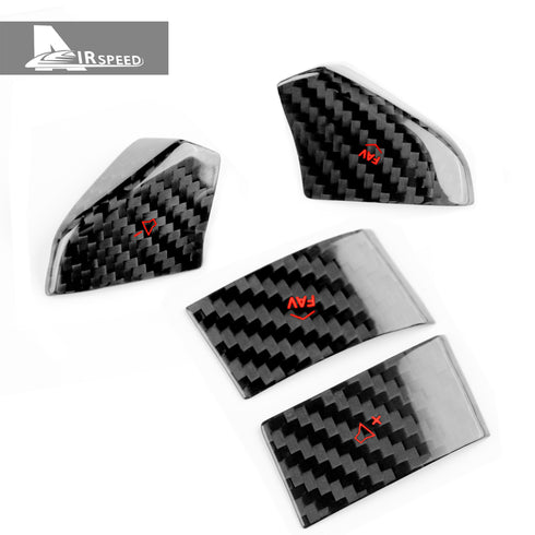 Dry Carbon Fiber Steering Wheel Radio Adjustment Button Red Trim For Corvette C8 2020-2022