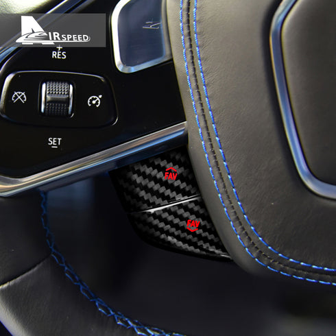 Dry Carbon Fiber Steering Wheel Radio Adjustment Button Red Trim For Corvette C8 2020-2022
