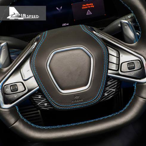 Dry Carbon Fiber Steering Wheel Radio Adjustment Button Trim For Corvette C8 2020-2022