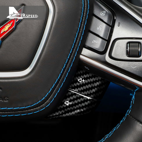 Dry Carbon Fiber Steering Wheel Radio Adjustment Button Trim For Corvette C8 2020-2022