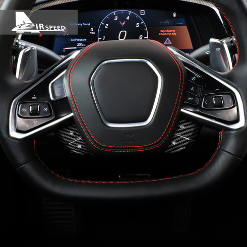 Dry Carbon Fiber Steering Wheel Radio Adjustment Button Trim For Corvette C8 2020-2022