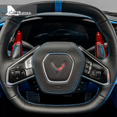Dry Carbon Fiber Steering Wheel Shift Paddles For Corvette C8 2020-2022