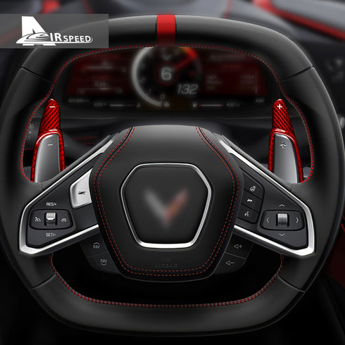 Dry Carbon Fiber Steering Wheel Shift Paddles For Corvette C8 2020-2022