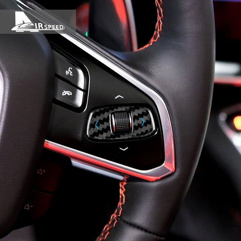 Dry Carbon Fiber Steering Wheel Volume Control Button Blue Trim For Corvette C8 2020-2022