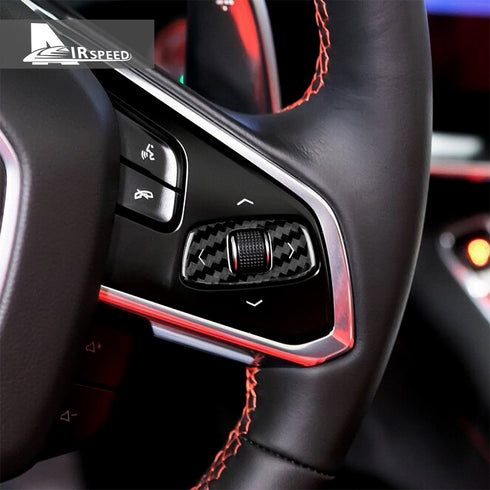 Dry Carbon Fiber Steering Wheel Volume Control Button Trim For Corvette C8 2020-2022