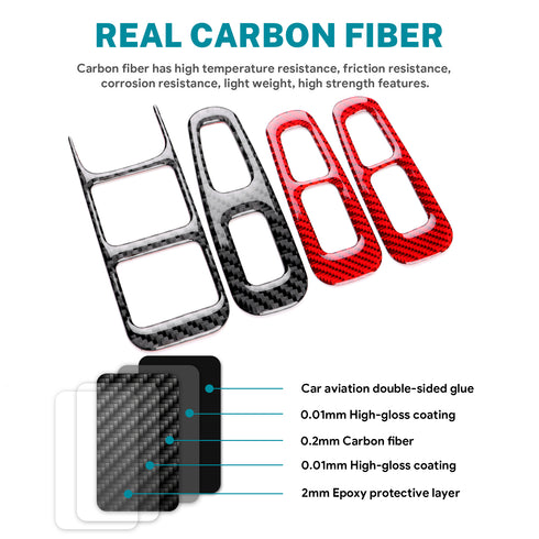 Carbon Fiber Window Switch Panel Trim For Kia